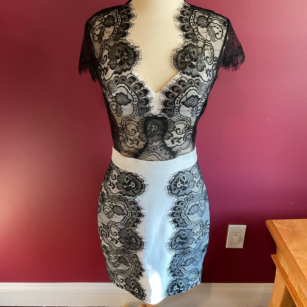 bebe Black and White Lace Dress